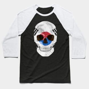 South Korea Flag Skull - Gift for South Korean With Roots From South Korea Baseball T-Shirt